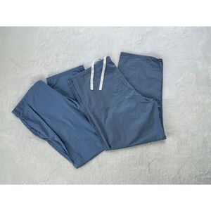 Fashion Seal 100% Cotton Light Blue Scrub Pants Lot of Two, Drawstring, Size L